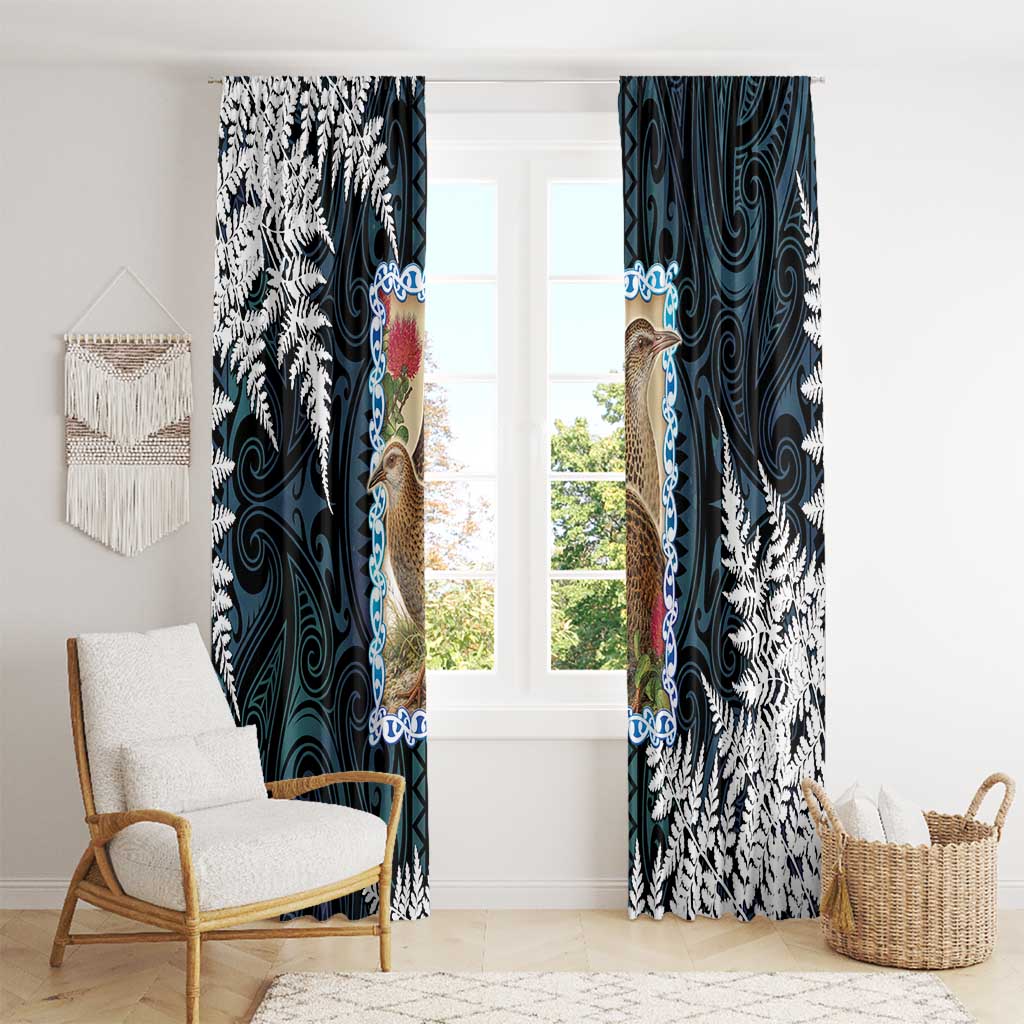 New Zealand Weka Window Curtain Maori Hen Koru Pattern LT05 - Polynesian Pride