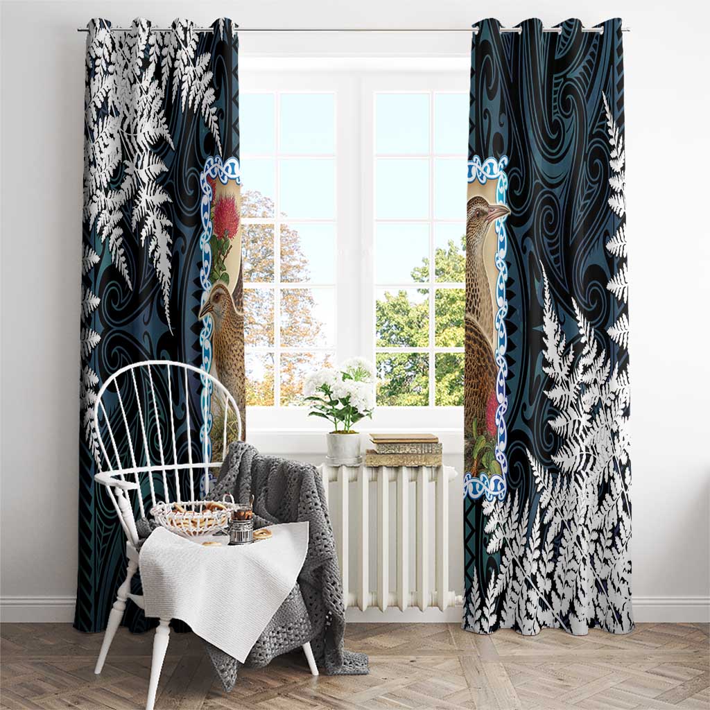 New Zealand Weka Window Curtain Maori Hen Koru Pattern LT05 - Polynesian Pride