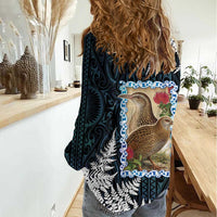 New Zealand Weka Women Casual Shirt Maori Hen Koru Pattern LT05 - Polynesian Pride