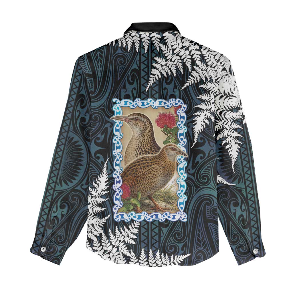 New Zealand Weka Women Casual Shirt Maori Hen Koru Pattern LT05 - Polynesian Pride