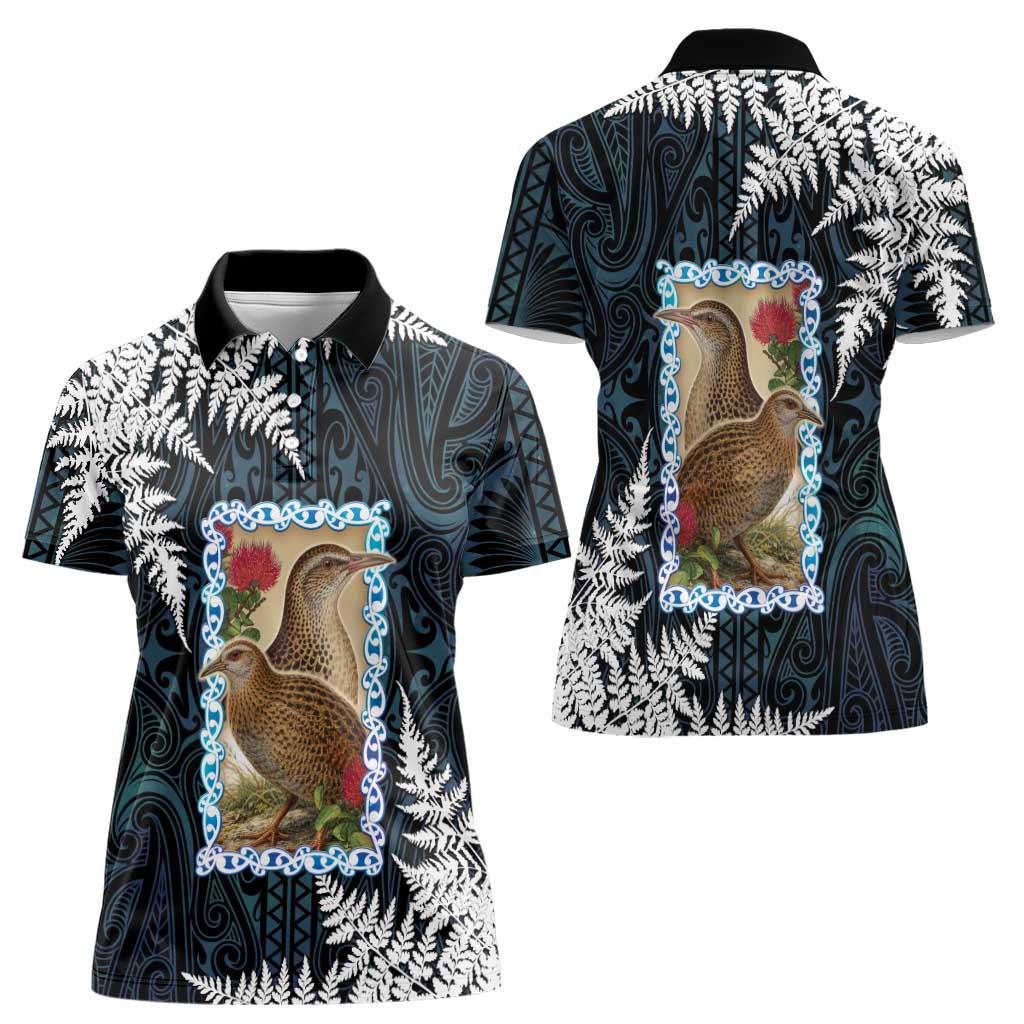 New Zealand Weka Women Polo Shirt Maori Hen Koru Pattern LT05 - Polynesian Pride