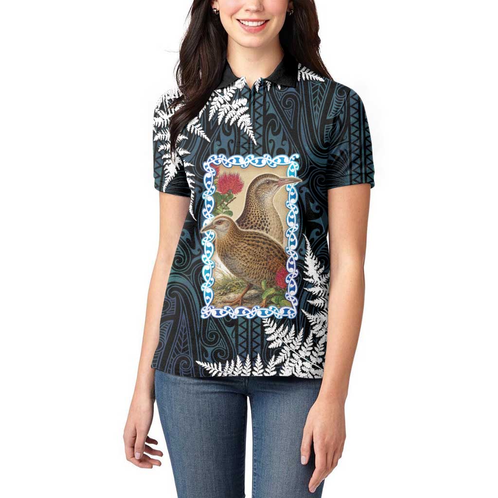 New Zealand Weka Women Polo Shirt Maori Hen Koru Pattern LT05 - Polynesian Pride