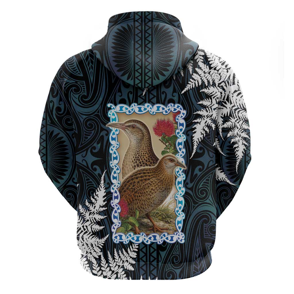 New Zealand Weka Zip Hoodie Maori Hen Koru Pattern LT05 - Polynesian Pride