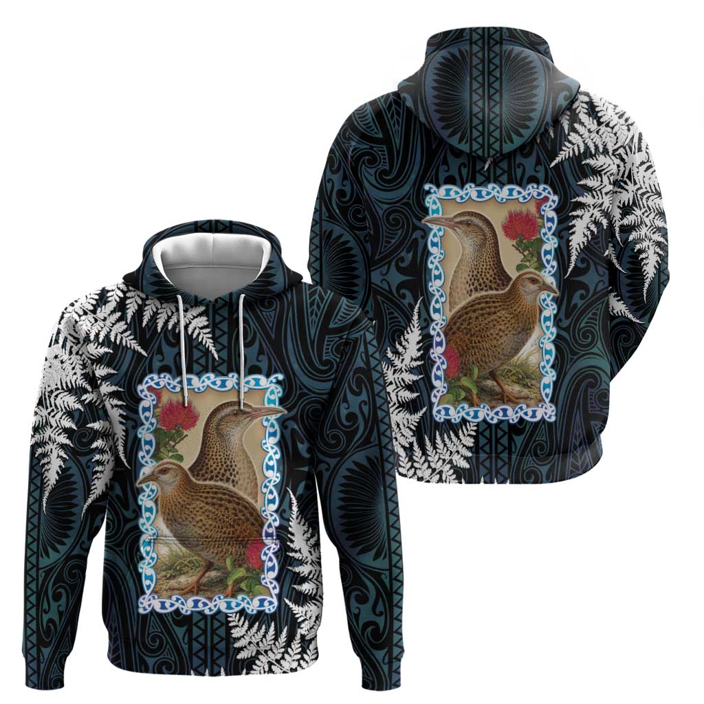 New Zealand Weka Zip Hoodie Maori Hen Koru Pattern LT05 - Polynesian Pride