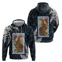 New Zealand Weka Zip Hoodie Maori Hen Koru Pattern LT05 - Polynesian Pride