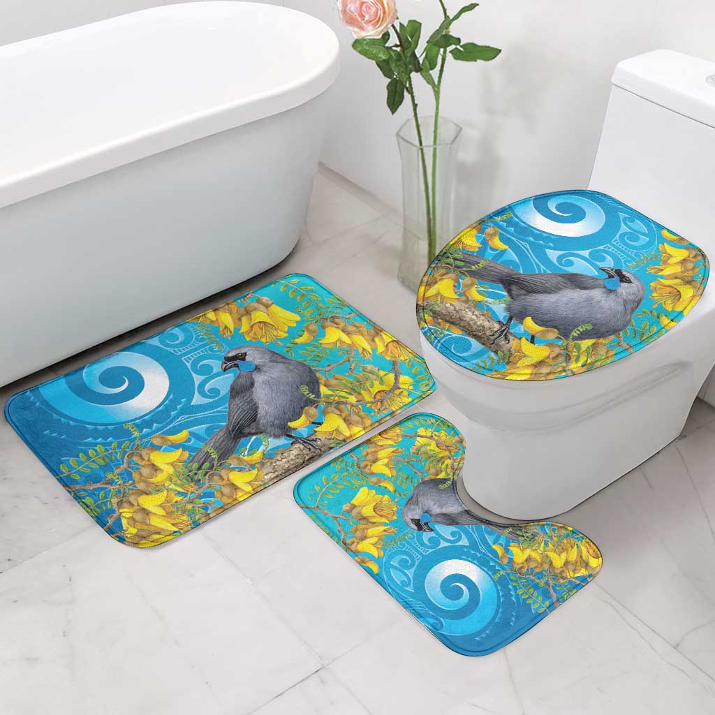 New Zealand Kokako Bird Bathroom Set Maori Koru With Kowhai Flowers LT05 - Polynesian Pride