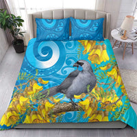 New Zealand Kokako Bird Bedding Set Maori Koru With Kowhai Flowers LT05 - Polynesian Pride