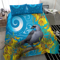 New Zealand Kokako Bird Bedding Set Maori Koru With Kowhai Flowers LT05 - Polynesian Pride