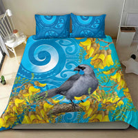New Zealand Kokako Bird Bedding Set Maori Koru With Kowhai Flowers LT05 - Polynesian Pride