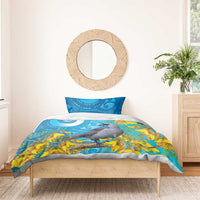 New Zealand Kokako Bird Bedding Set Maori Koru With Kowhai Flowers LT05 - Polynesian Pride
