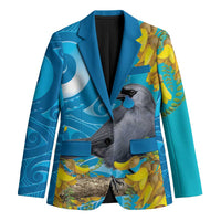 New Zealand Kokako Bird Blazer Maori Koru With Kowhai Flowers - Polynesian Pride