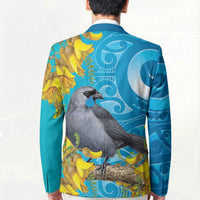 New Zealand Kokako Bird Blazer Maori Koru With Kowhai Flowers - Polynesian Pride