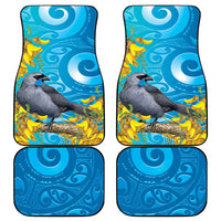New Zealand Kokako Bird Car Mats Maori Koru With Kowhai Flowers - Polynesian Pride