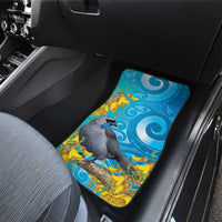 New Zealand Kokako Bird Car Mats Maori Koru With Kowhai Flowers - Polynesian Pride