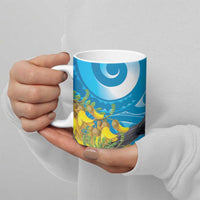 New Zealand Kokako Bird Ceramic Mug Maori Koru With Kowhai Flowers LT05 - Polynesian Pride