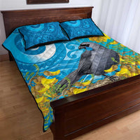 New Zealand Kokako Bird Quilt Bed Set Maori Koru With Kowhai Flowers LT05 - Polynesian Pride