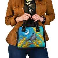 New Zealand Kokako Bird Shoulder Handbag Maori Koru With Kowhai Flowers LT05 - Polynesian Pride