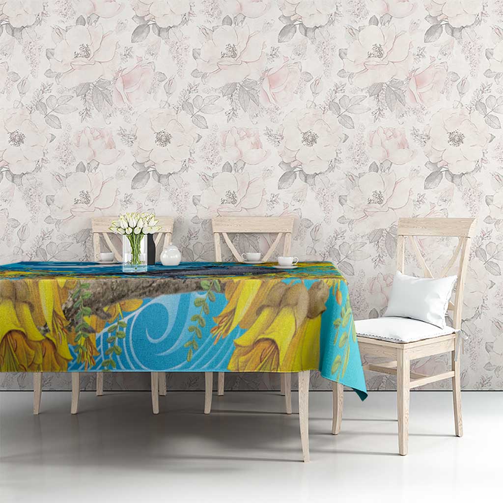 New Zealand Kokako Bird Tablecloth Maori Koru With Kowhai Flowers LT05 - Polynesian Pride