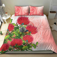 New Zealand Fantail Bedding Set Maori Koru With Pohutukawa Flowers LT05 - Polynesian Pride