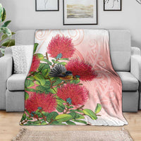 New Zealand Fantail Blanket Maori Koru With Pohutukawa Flowers LT05 - Polynesian Pride
