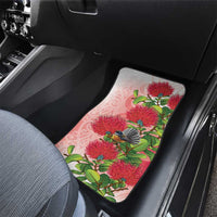 New Zealand Fantail Car Mats Maori Koru With Pohutukawa Flowers - Polynesian Pride