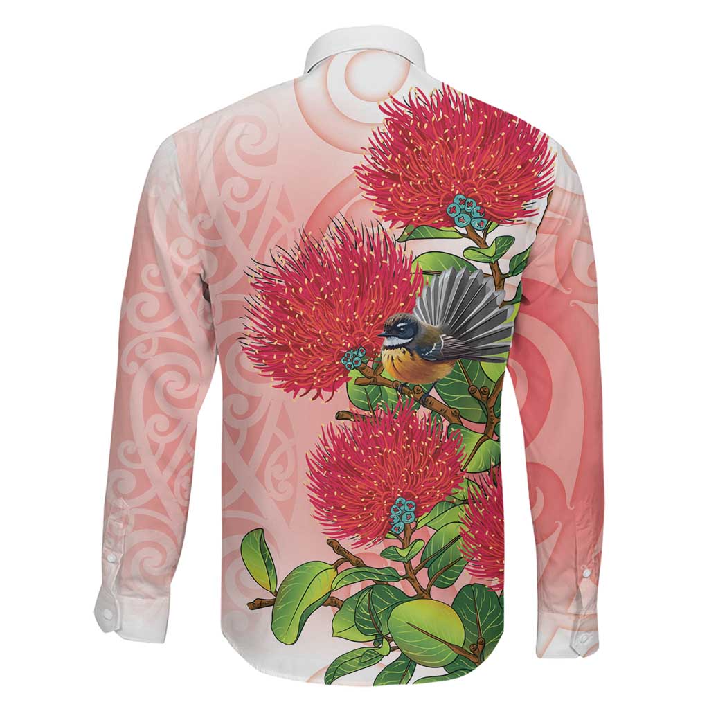 New Zealand Fantail Family Matching Summer Maxi Dress and Hawaiian Shirt Maori Koru With Pohutukawa Flowers