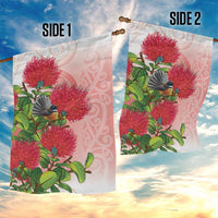 New Zealand Fantail Garden Flag Maori Koru With Pohutukawa Flowers - Polynesian Pride