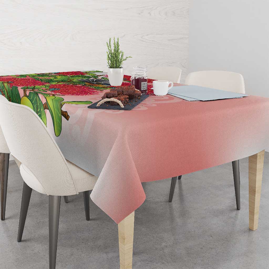New Zealand Fantail Tablecloth Maori Koru With Pohutukawa Flowers LT05 - Polynesian Pride
