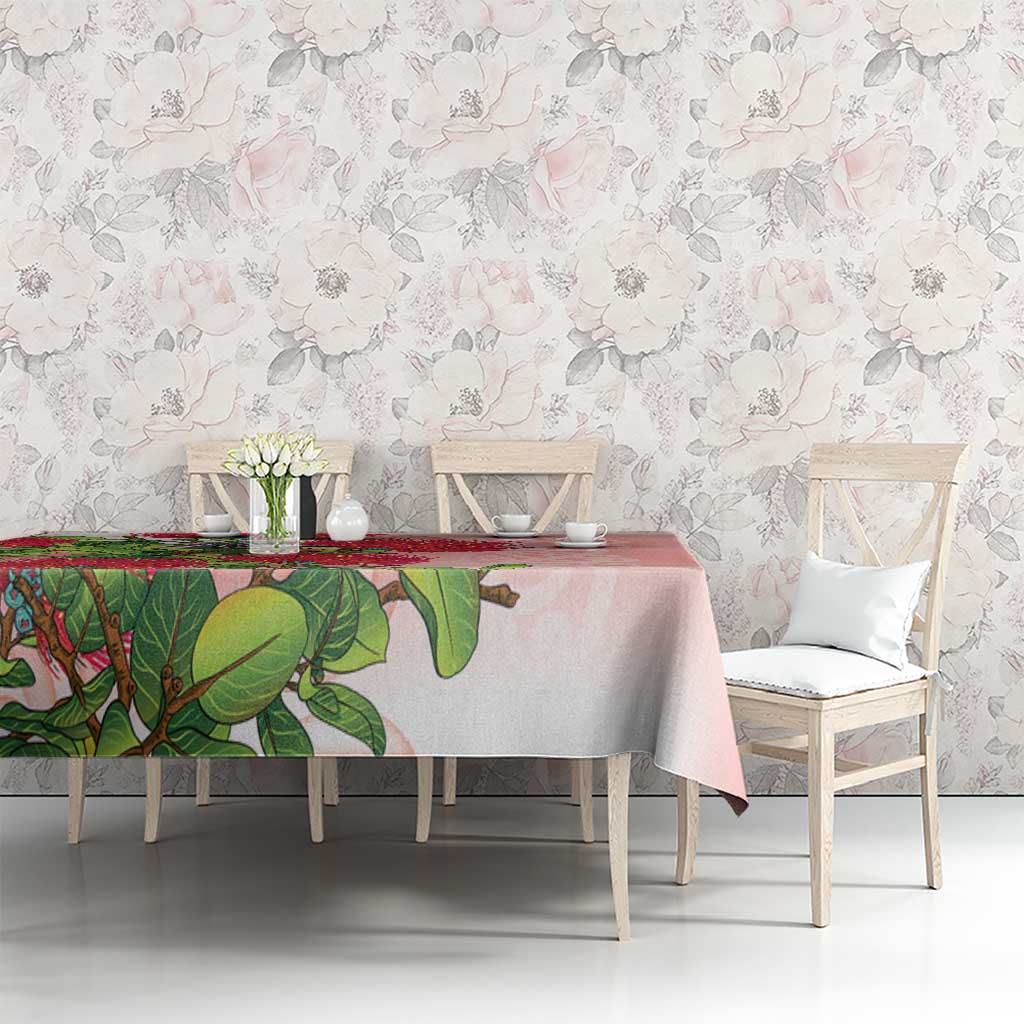 New Zealand Fantail Tablecloth Maori Koru With Pohutukawa Flowers LT05 - Polynesian Pride