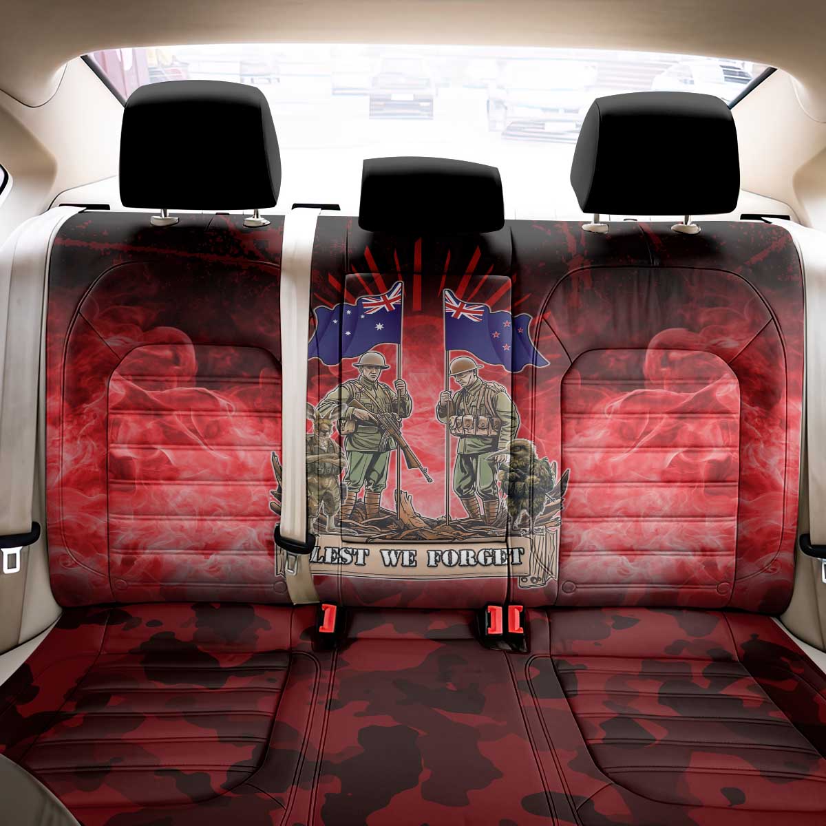 Australia And New Zealand ANZAC Day Back Car Seat Cover Soldiers Lest We Forget