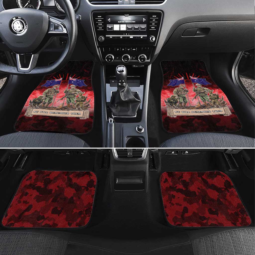 Australia And New Zealand ANZAC Day Car Mats Soldiers Lest We Forget LT05 Set 4pcs Red - Polynesian Pride