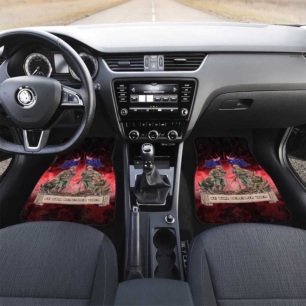 Australia And New Zealand ANZAC Day Car Mats Soldiers Lest We Forget LT05 Set 2pcs - Front Red - Polynesian Pride
