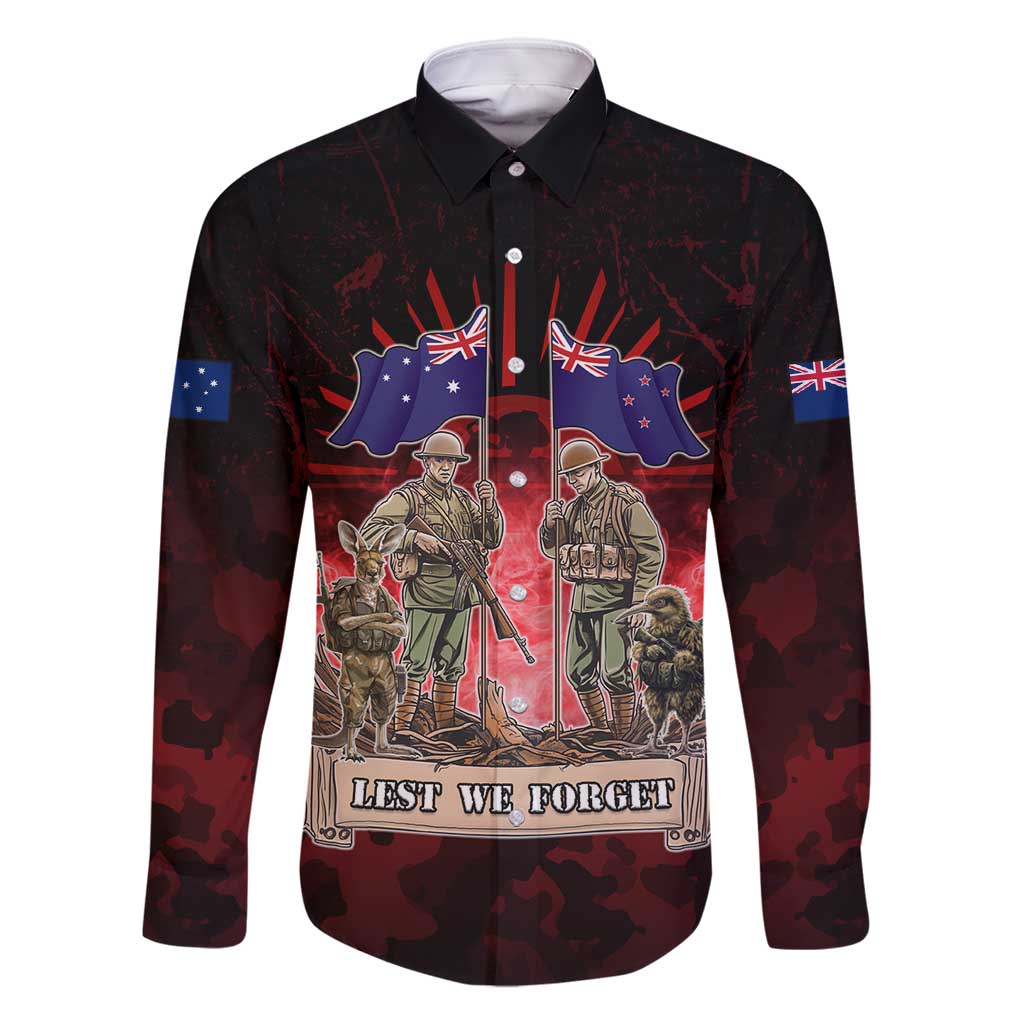Australia And New Zealand ANZAC Day Family Matching Long Sleeve Bodycon Dress and Hawaiian Shirt Soldiers Lest We Forget
