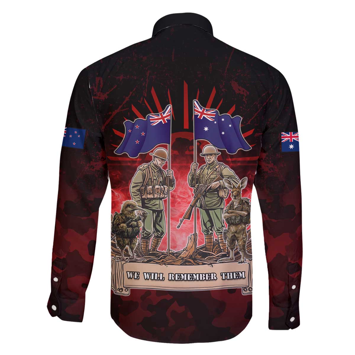 Australia And New Zealand ANZAC Day Family Matching Off The Shoulder Long Sleeve Dress and Hawaiian Shirt Soldiers Lest We Forget
