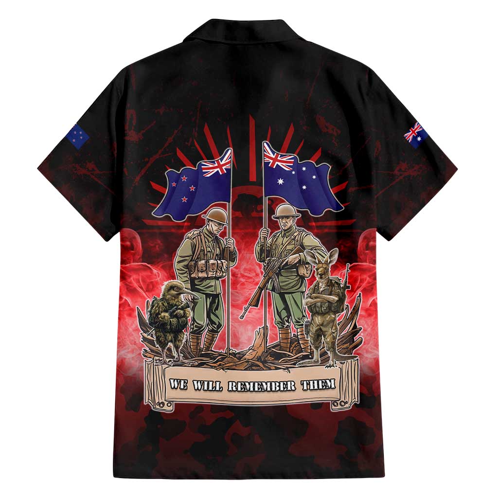 Australia And New Zealand ANZAC Day Family Matching Off Shoulder Short Dress and Hawaiian Shirt Soldiers Lest We Forget