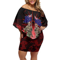 Australia And New Zealand ANZAC Day Family Matching Off Shoulder Short Dress and Hawaiian Shirt Soldiers Lest We Forget