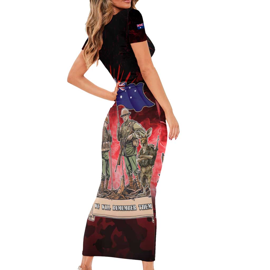 Australia And New Zealand ANZAC Day Family Matching Short Sleeve Bodycon Dress and Hawaiian Shirt Soldiers Lest We Forget