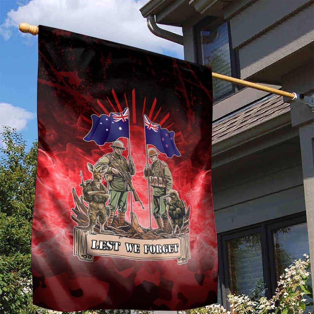 Australia And New Zealand ANZAC Day Garden Flag Soldiers Lest We Forget
