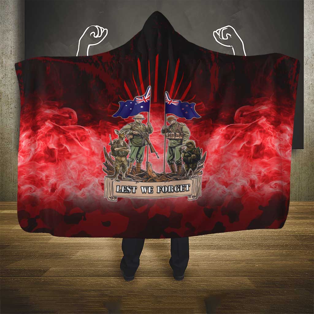 Australia And New Zealand ANZAC Day Hooded Blanket Soldiers Lest We Forget LT05 - Polynesian Pride