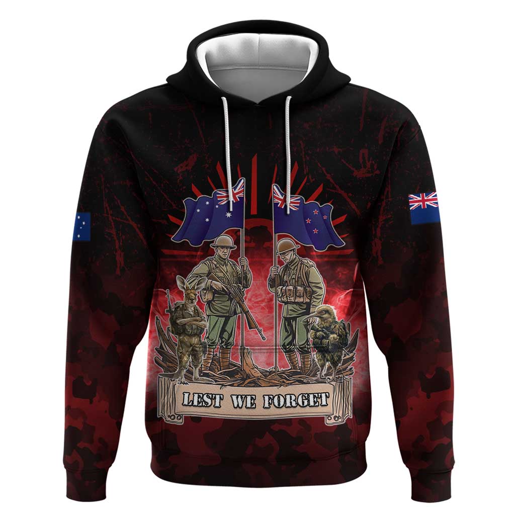 Australia And New Zealand ANZAC Day Hoodie Soldiers Lest We Forget LT05
