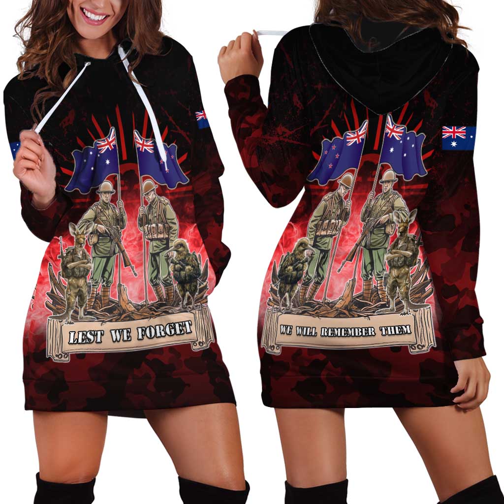 Australia And New Zealand ANZAC Day Hoodie Dress Soldiers Lest We Forget