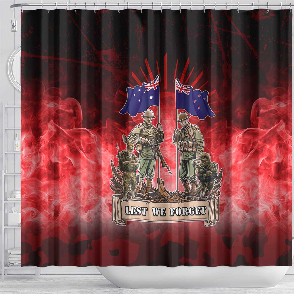 Australia And New Zealand ANZAC Day Shower Curtain Soldiers Lest We Forget