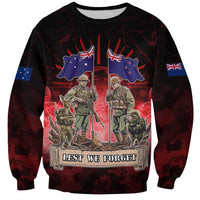Australia And New Zealand ANZAC Day Sweatshirt Soldiers Lest We Forget LT05 Unisex Red - Polynesian Pride