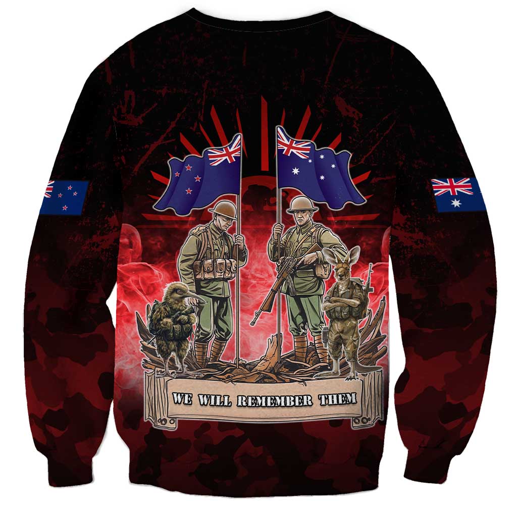 Australia And New Zealand ANZAC Day Sweatshirt Soldiers Lest We Forget LT05 - Polynesian Pride