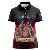 Australia And New Zealand ANZAC Day Women Polo Shirt Soldiers Lest We Forget