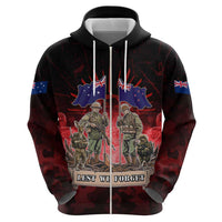 Australia And New Zealand ANZAC Day Zip Hoodie Soldiers Lest We Forget