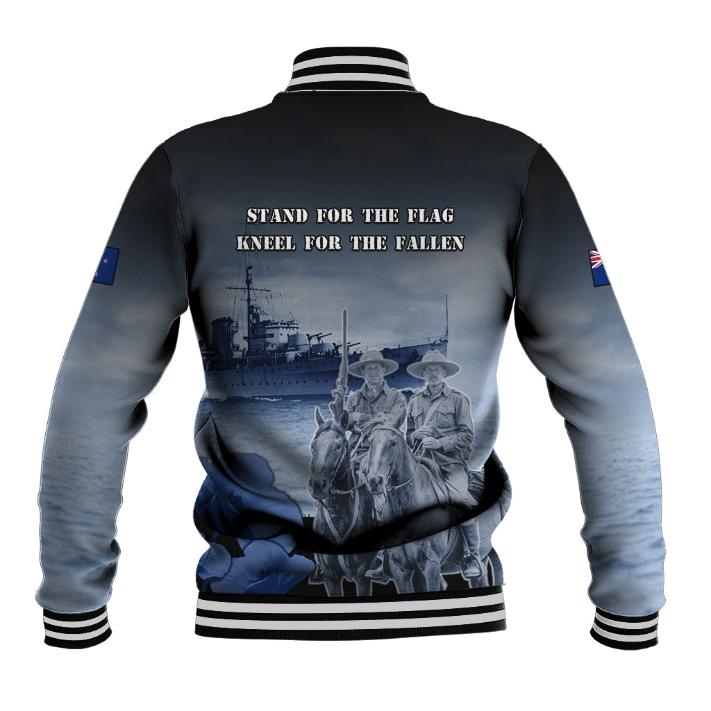 New Zealand ANZAC Day Baseball Jacket HMNZS Achilles We Will Remember Them LT05 - Polynesian Pride