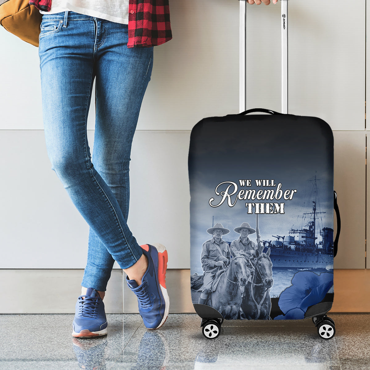 New Zealand ANZAC Day Luggage Cover HMNZS Achilles We Will Remember Them LT05 - Polynesian Pride