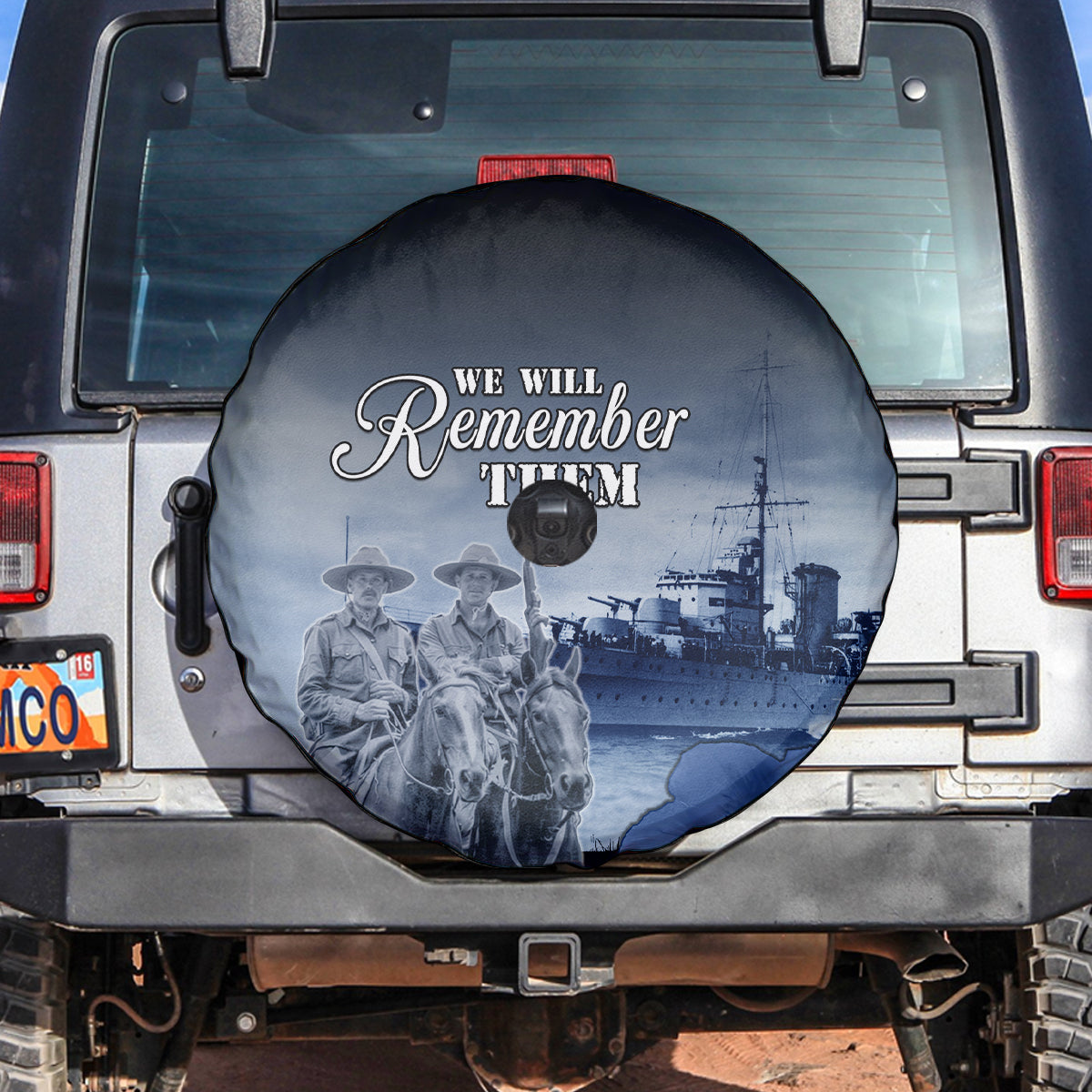 New Zealand ANZAC Day Spare Tire Cover HMNZS Achilles We Will Remember Them LT05 Blue - Polynesian Pride