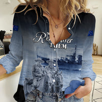 New Zealand ANZAC Day Women Casual Shirt HMNZS Achilles We Will Remember Them LT05 Female Blue - Polynesian Pride